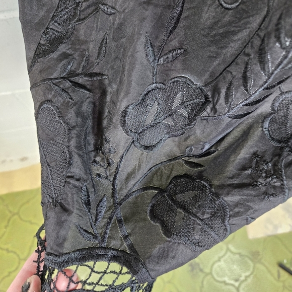 Vtg Y2k Voom By Joy Han Black Silk Eyelet Dress New Deadstock - Picture 7 of 10